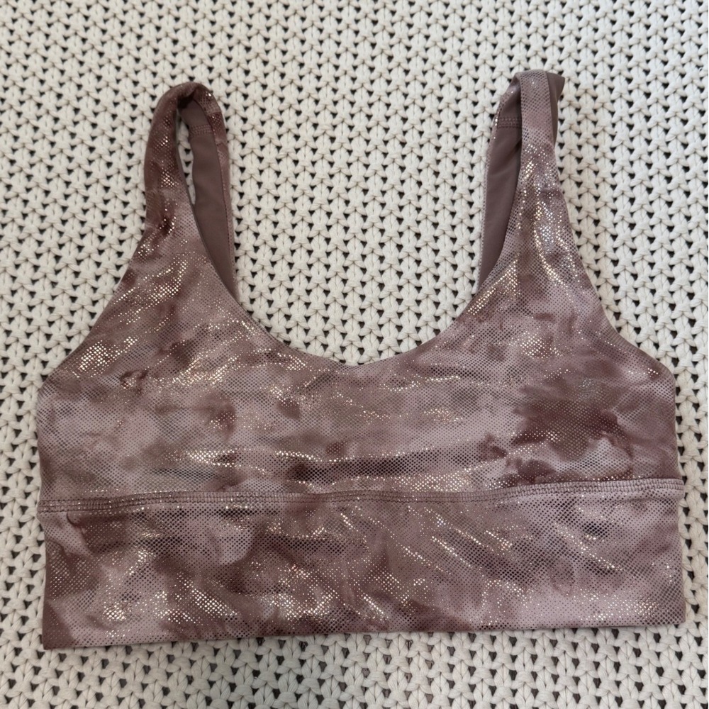 Lululemon Align Sports Bra Size 6 Rose Gold Brown Metallic Yoga Shine Collection